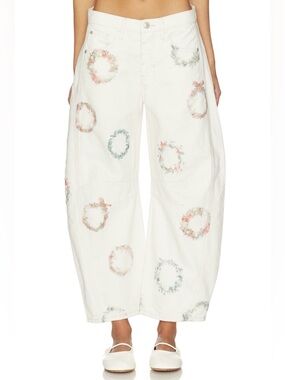 NWT We The Free Good Luck Printed Barrel Jeans